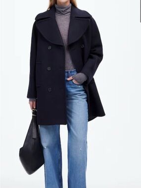 Madewell Oversized Classic Double-Breasted Peacoat in Navy